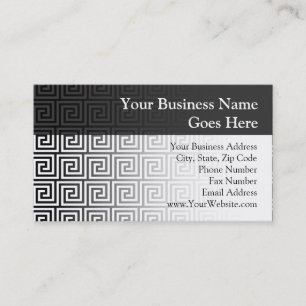Black and White Graphic Greek Key Pattern Business Card