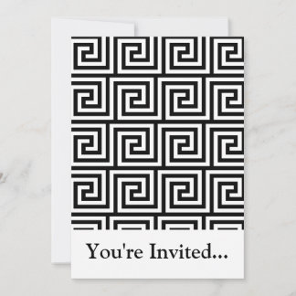 Black and White Graphic Greek Key Pattern Invitation
