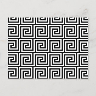 Black and White Graphic Greek Key Pattern Postcard