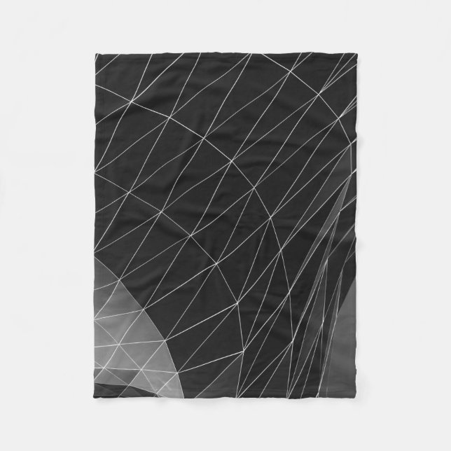 Black and white graphic illustration fleece blanket (Front)