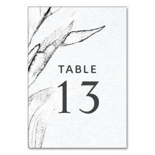 Black and White Graphic Leafage Wedding Table Number
