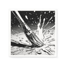 Black and White Graphic Style Brush Paint Splotch