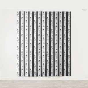 Black and white gray vintage striped with roses  tapestry