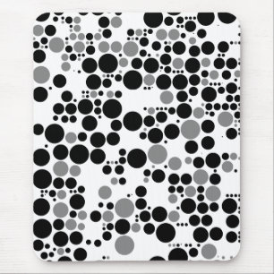 Black and white grayscale retro circles mouse mat