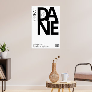 Black and White Great Dane Minimal Poster