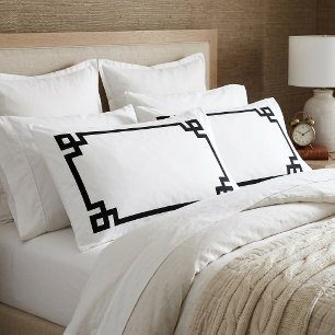 Black and White Greek Key Border King Size Pillowcase