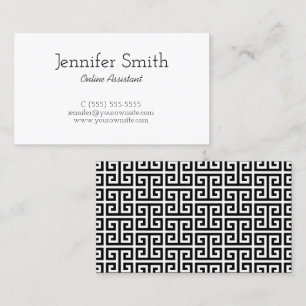 Black and White Greek Key Business Card