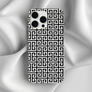 Black and White Greek Key iPhone 16 Pro Max Case
