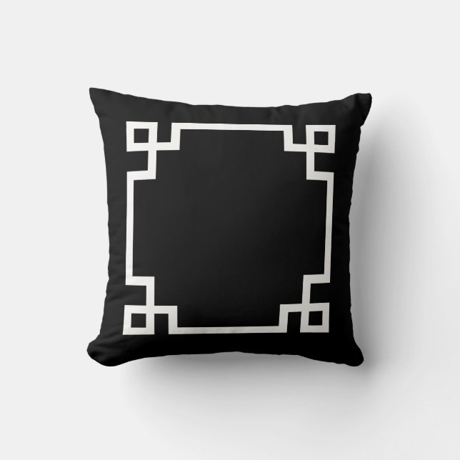 Black and White Greek Key Cushion (Front)