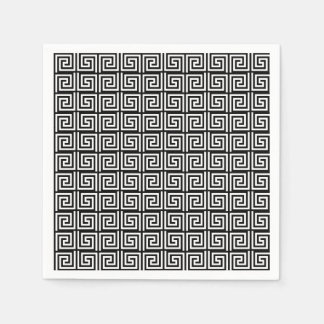 Black and White Greek key design paper napkin