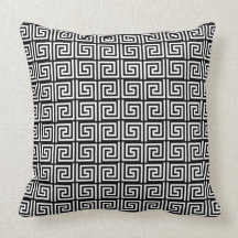Black and White Greek Key design throw pillow
