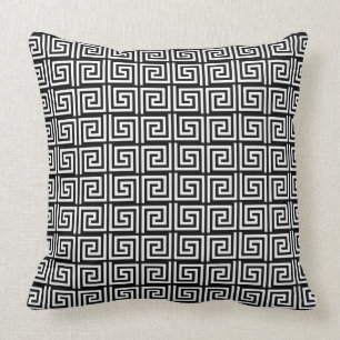 Black and White Greek Key design throw pillow