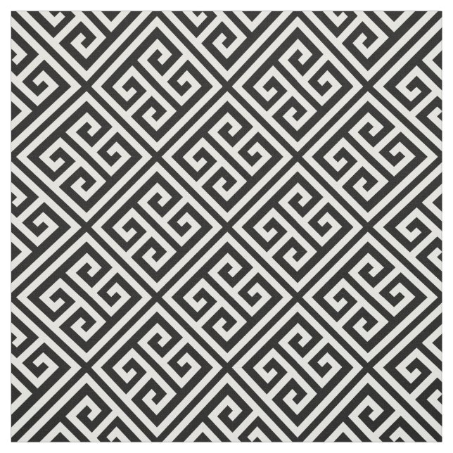 Black and White Greek Key Fabric (Swatch)