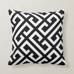 Black and White Greek Key Pattern Cushion