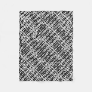 Black and White Greek Key Pattern Fleece Blanket