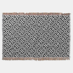 Black and White Greek Key Pattern Throw Blanket