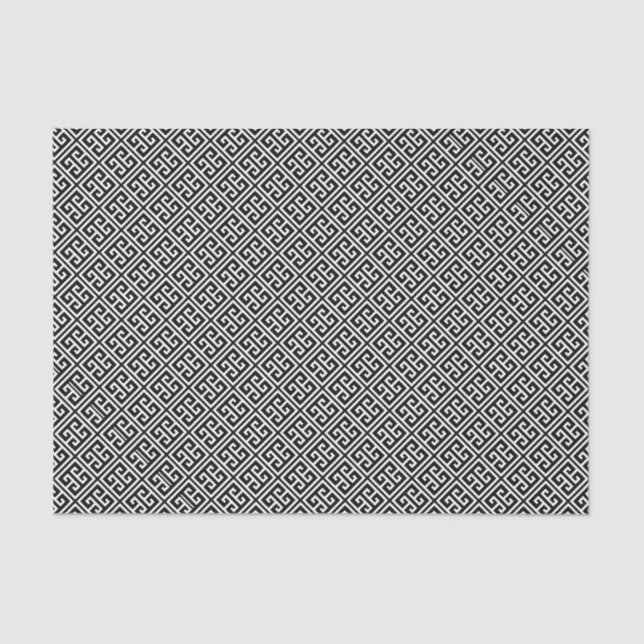 Black and White Greek Key Pattern Tissue Paper (Front)