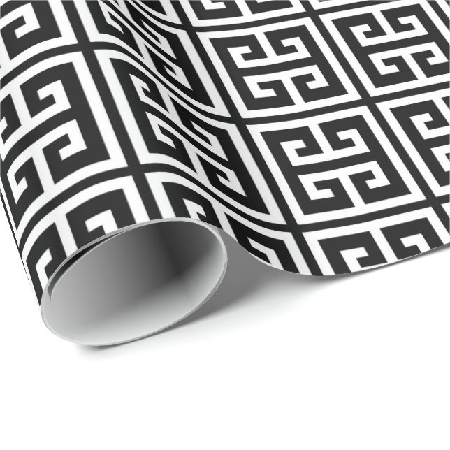 Black and White Greek Key Pattern Wrapping Paper (Roll Corner)