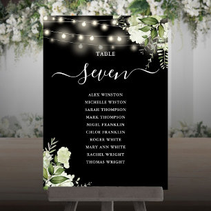 Black And White Greenery Seating Plan Table Number