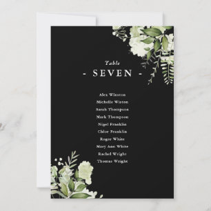 Black And White Greenery Seating Plan Table Number