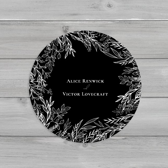 Black and White Greenery Wedding Envelope Seals (Creator Uploaded)