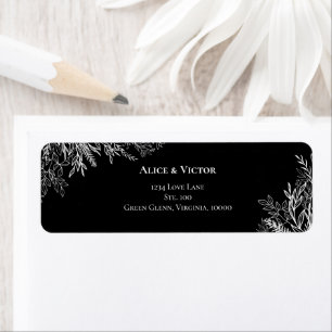 Black and White Greenery Wedding Return Address