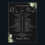 Black And White Greenery Wedding Schedule Timeline Programme<br><div class="desc">This stylish black and white greenery wedding schedule timeline can be personalized with your wedding details in chic typography. Designed by Thisisnotme©</div>