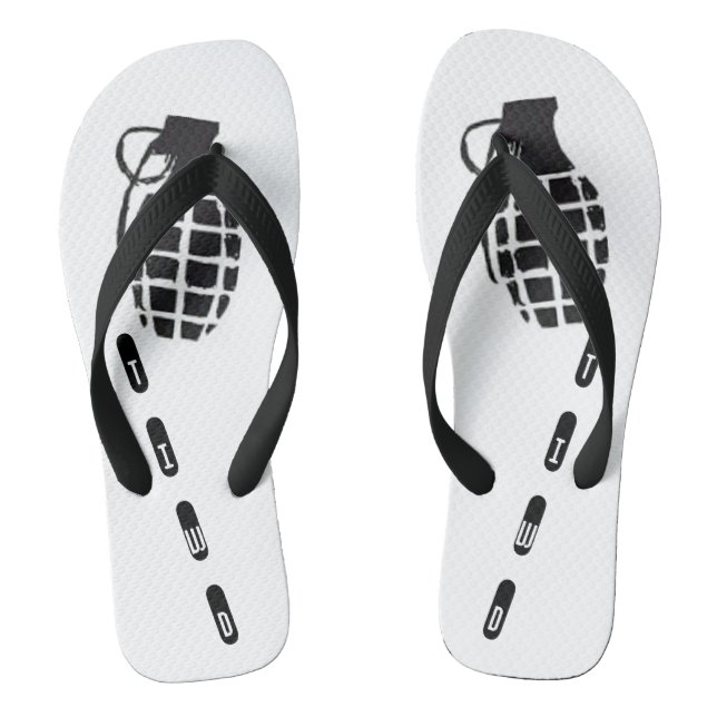 Black and White Grenade flip flop TIWD (Footbed)