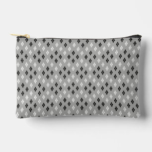 black and white grey geometric fine pattern accessory pouch