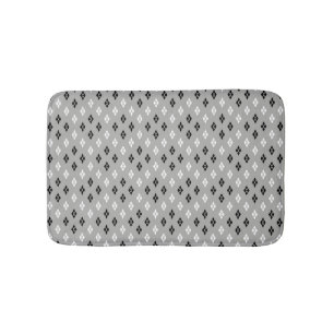 black and white grey geometric fine pattern bath mat