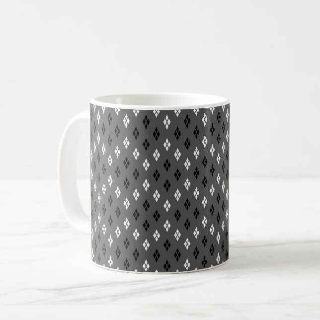 black and white grey geometric fine pattern coffee mug (Front Left)