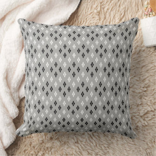 black and white grey geometric fine pattern cushion