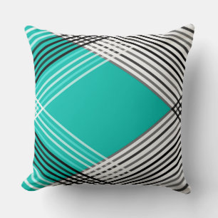 Black and white , grey  geometric pattern, mint cushion