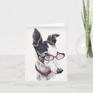 Black and White Greyhound Dog Art Note Card