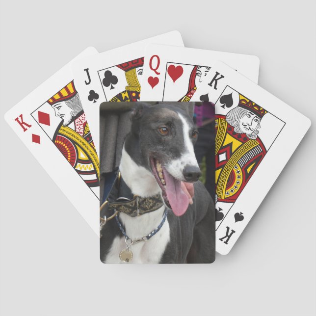 Black and white greyhound playing cards (Back)