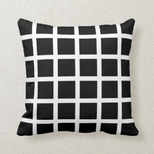 Black and White Grid Pattern Pillow