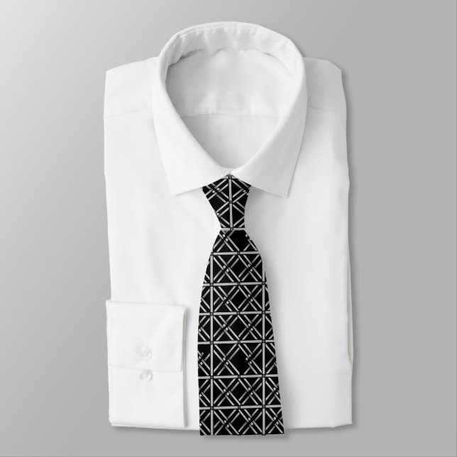 Black and white grid pattern tie (Tied)