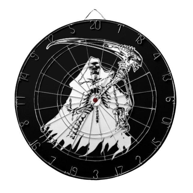 Black and White Grim Reaper Dart Board (Front)
