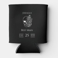 Black and white Groomsmen Wedding Can Cooler