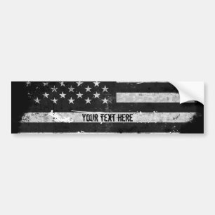 Black and White Grunge American Flag Bumper Sticker