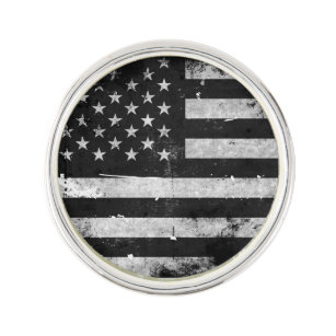 Black and White Grunge American Flag Lapel Pin