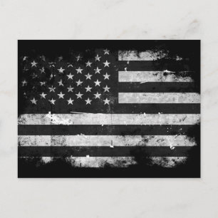 Black and White Grunge American Flag Postcard