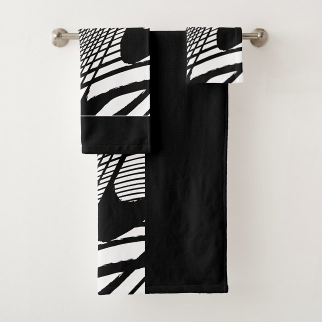 Black and White Grunge  Bath Towel Set (Insitu)