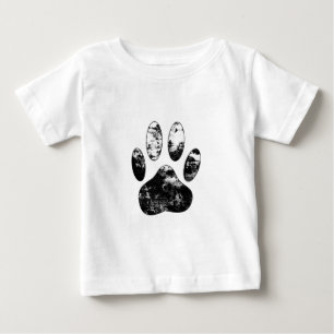 Black and White Grunge Dog Paw Print Baby T-Shirt