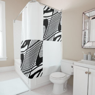 Black and White Grunge grid Shower Curtain