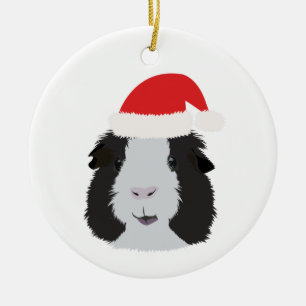 Black and White Guinea Pig Ceramic Tree Decoration