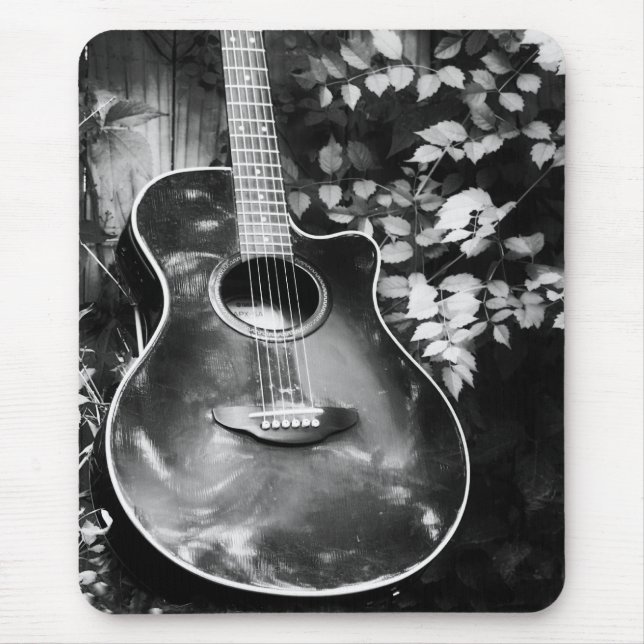 Black and White Guitar mousepad (Front)