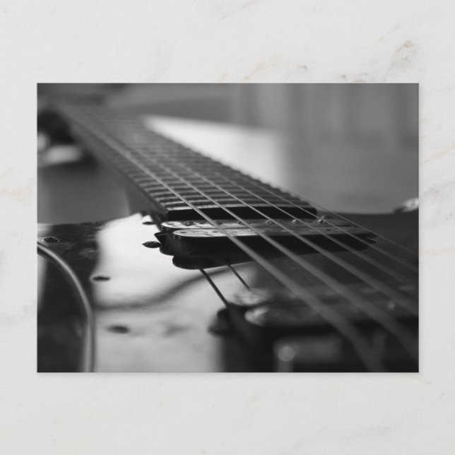Black and White Guitar Postcard (Front)
