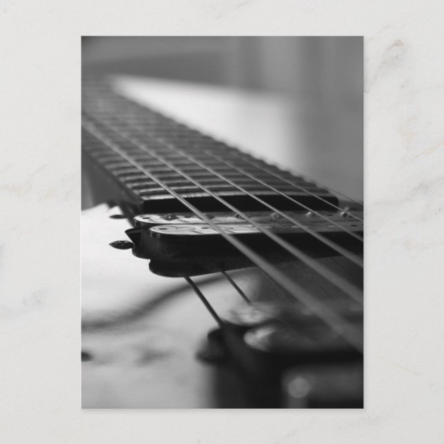 Black and White Guitar Postcard (Front)