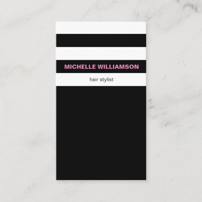 Black and White, Hair Stylist Business Card (Front)